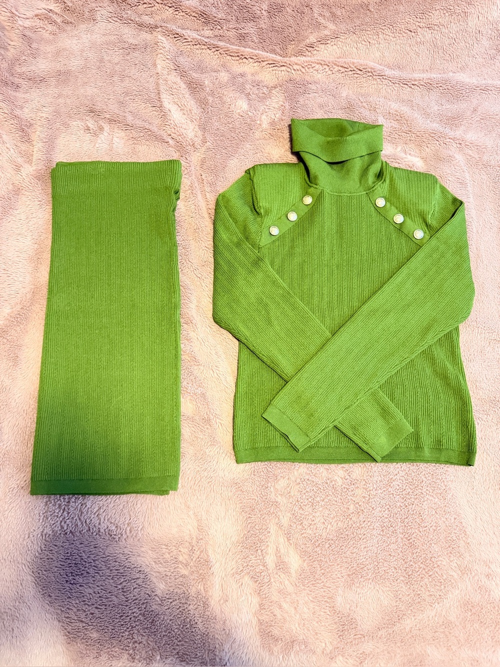 Express Rich Olive Green Two-Piece Knit Turtleneck Set